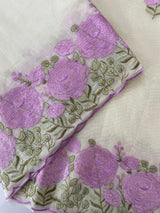 Mul chanderi embriodery saree with scalloped borders MSH176
