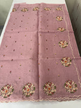 Kota checks saree with embroidery MS7645 PastelOnion