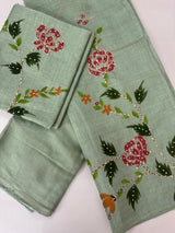 Unstitched Chanderi suit Set with kanta work- MK172