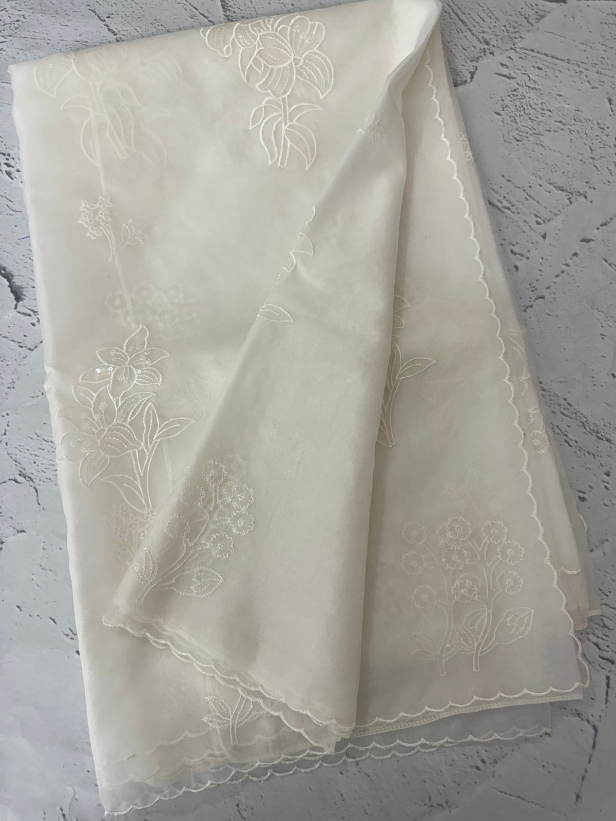 Soft Organza saree with embroidery- MCW680 White