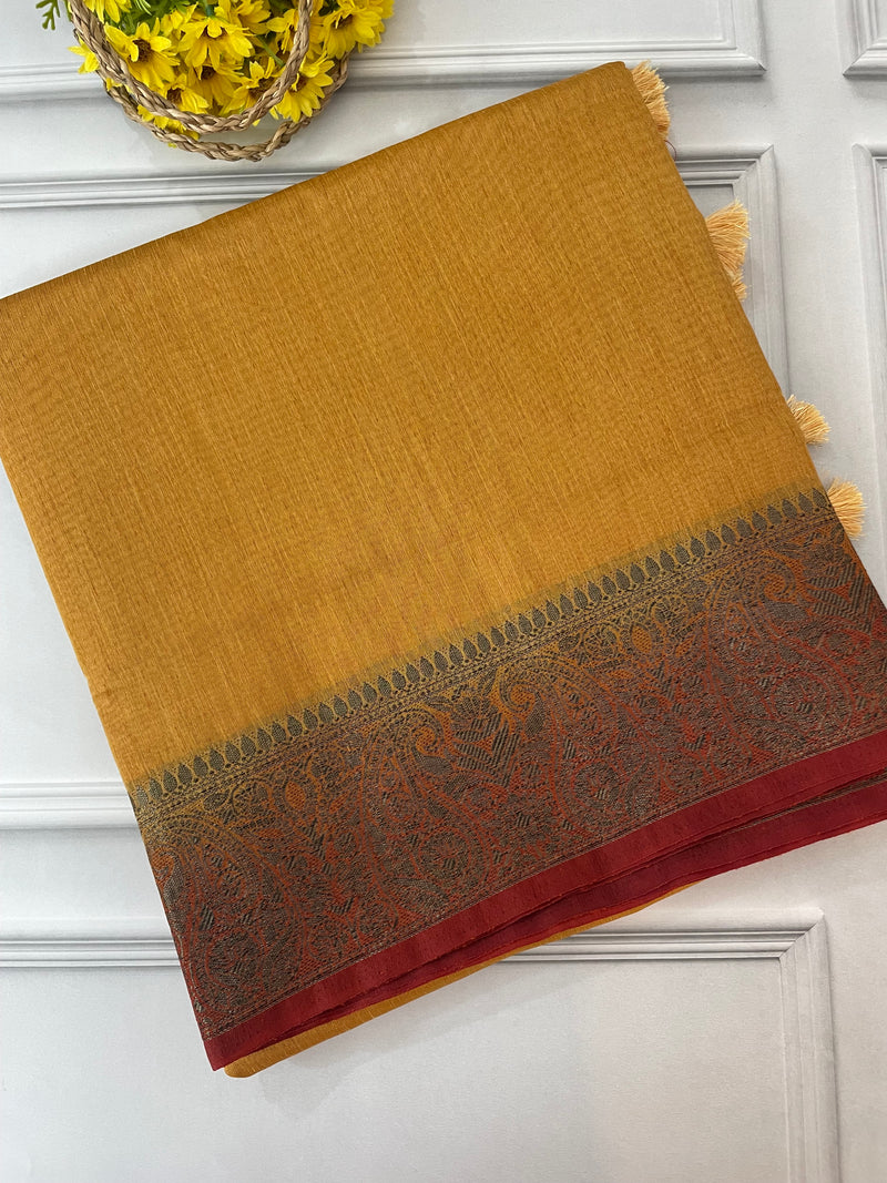Jute silk sarees with contrast pallu & blouse MJL324