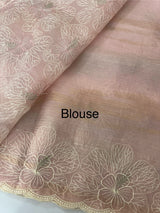 Premium Crush Organza saree with thread work- MCW863 PeachPink