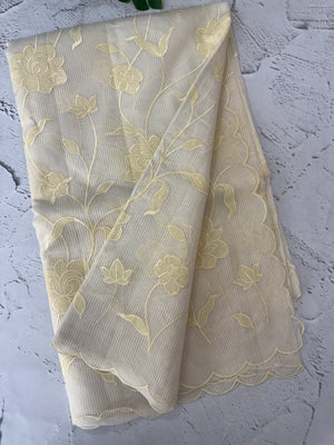 Moonga checks saree with Applique work  MSK766(2) -Ivory