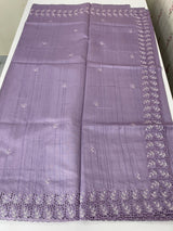 Semi tussar saree with cutwork MSHK566 Lavender