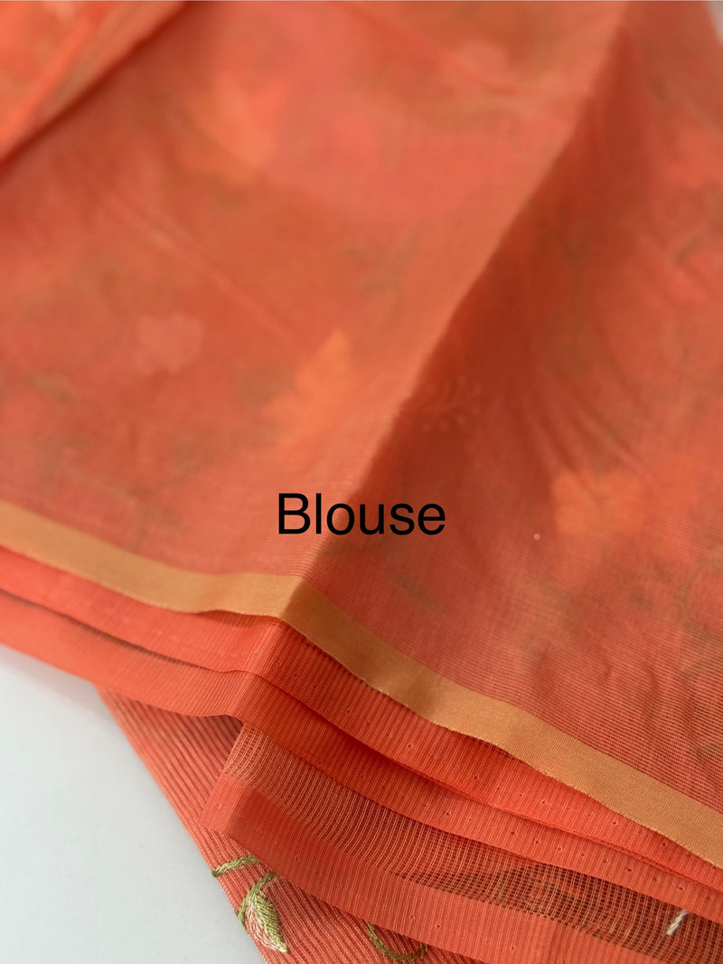 Kota Supernet embriodery saree SHSNYNM DarkPeach