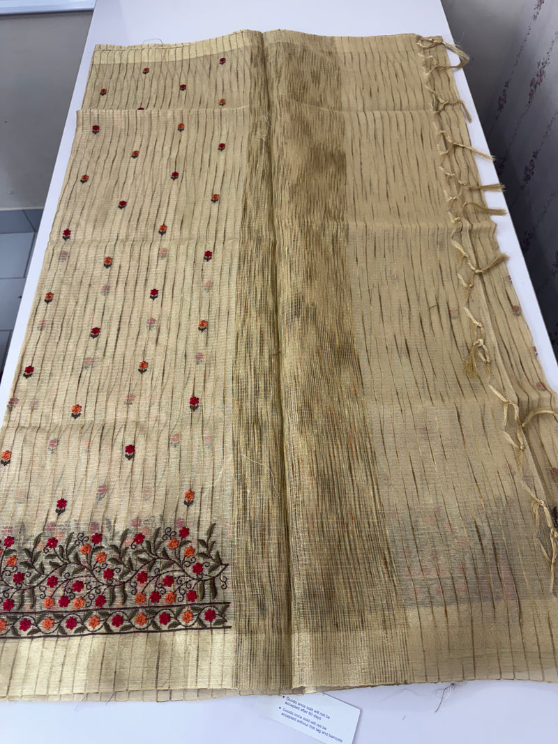 Tissue silk saree with embriodery MTTS89