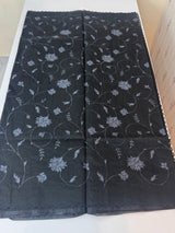 Kota silk cotton saree with applique work MS81788 - Black