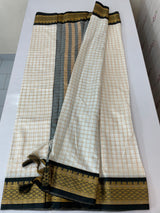 Cotton silk check saree with zari border MS6754