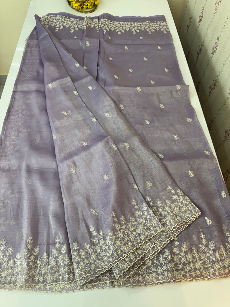 Crush Organza embroidery saree MS9740