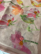 Handworked Tissue linen saree MS88651