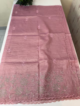 Crush Organza applique work saree MS14589