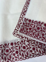 Kota silk saree with embroidery MSB643 White & Maroon