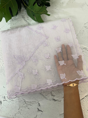 Khadi Linen saree with net applique borders MSH247 PaleLavender