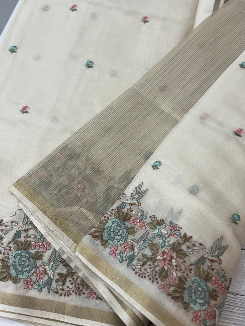 Chanderi viscose silk saree with embroidery MS98544