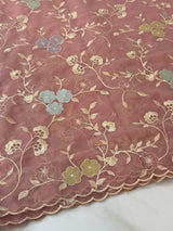 Pure Georgette saree with embriodery and applique work MS15567 PeachyPink