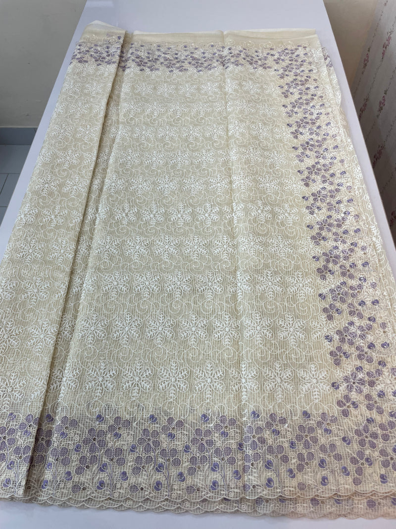 Cutwork Phulkari NetKota embroidery saree - MSH987