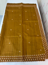 Blended tussar saree with cutwork - MSHK679 SpicyMustard