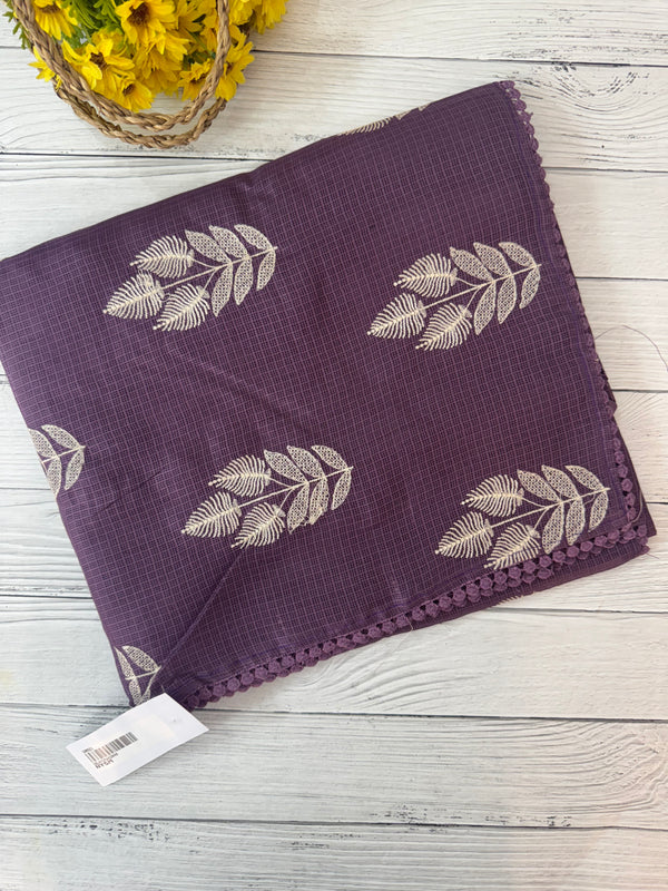 Soft kota silk saree with embriodery MS14809- DarkMauve