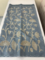 Blended Tussar silk saree with tissue applique work- MSH193 DuskyBlue