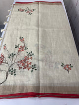 Tissue linen saree with handpainting and kanta work blouse MS14462 (6)