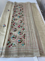 Handworked Blended tussar silk saree with handworked MS90543