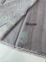Soft tissue kota checks saree with applique work - MSH5407 DuskyLavender