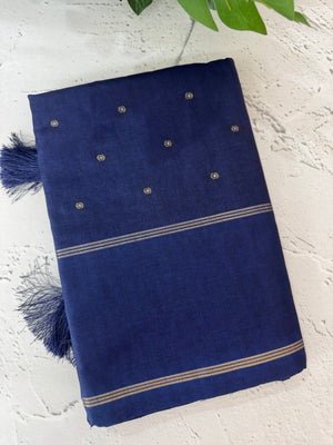 Semi silk saree with retta pettu borders  MTS455 DarkBlue
