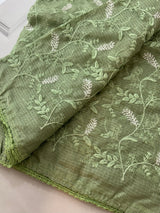 Soft kota checks saree with embroidery SVPISS DuskyGreen