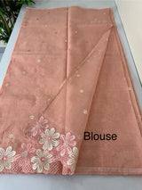 Kota saree with embriodery work MKAS37 Peach