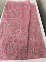 Glassy tissue organza saree with embroidery FKSF788 PastelPink