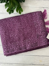 Cutwork Blended tussar saree with thread work MTS9078