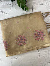 Copper Tissue silk saree with embroidery MSH252