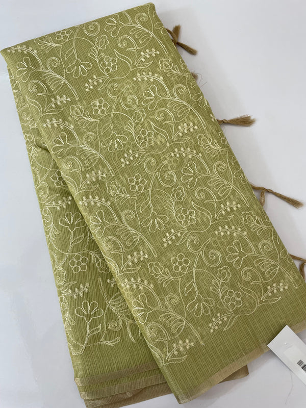 Tissue Silk embriodery saree MS49888