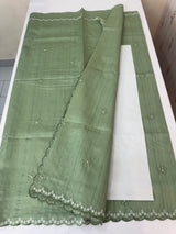Cutwork Semi tussar saree MTSS674 DuskyGreen