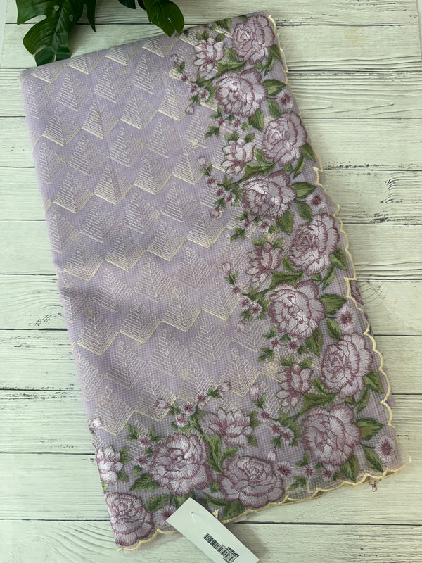 Phulkari NetKota embroidery saree - MPKS905 Lavender