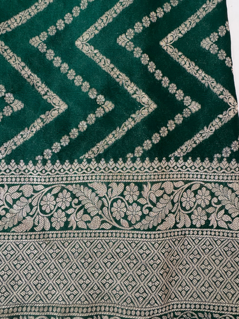 Semi Banarasi Georgette saree MKGS721 BottleGreen