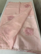 Handworked Crush Organza saree with applique work MBS676 PeachPink