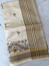 Blended tussar silk saree with embroidery- MSH490