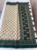 Semi Chanderi saree with hand kanta embroidery MS9899