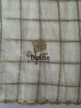 Checks Mul chanderi saree with tissue applique work MSH258(3)- Offwhite and Copper