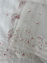 Kota Moonga checks saree with embriodery MSH279 (1)- White to Red