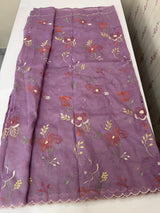 Crush Organza saree with embroidery work MBS699 Lavender
