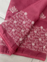 Kota checks saree with embroidery SVTS31 Pink