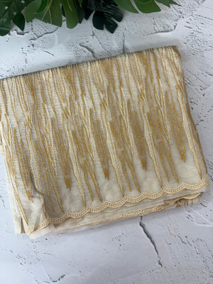 Semi organza saree with thread work - MSH910 Offwhite
