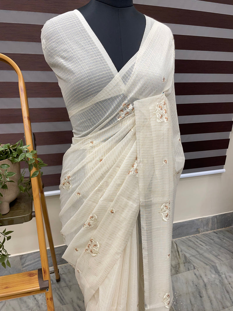 Chanderi viscose silk saree with embriodery FSF38