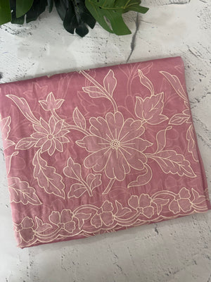 Tissue mix soft Organza saree with applique work MSCK38 Pink