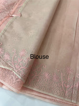Semi organza saree with lace embroidery MSH117- PastelPeach