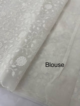 Organza saree with appliqué work - MSH192(6) White