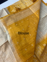 Art tussar saree with contrast blouse MSA37 - Yellow
