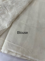 Mul chanderi saree with tissue applique work MSH189 - Offwhite